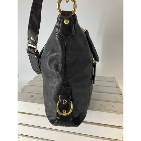 COACH 12935 LARGE SMOOTH BLACK LEATHER CROSSBODY BAG - Picture 5 of 16